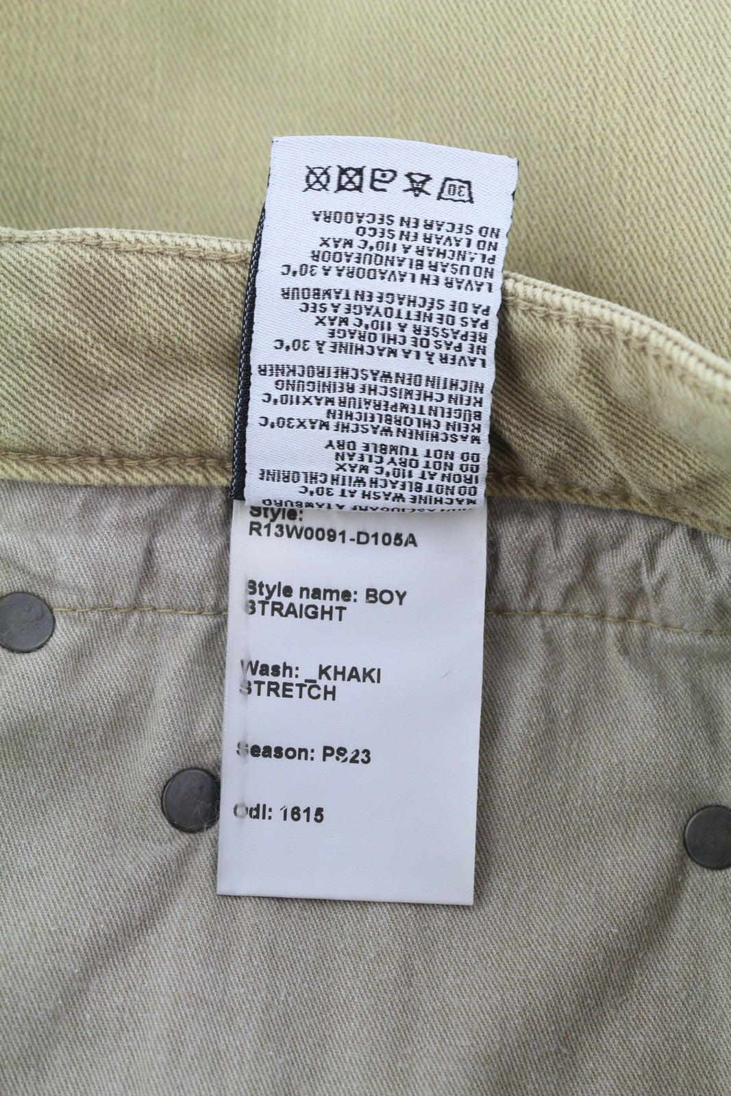 R13 Boy Straight Women Jeans 29 Washed Khaki Stretch Ankle Length Denim RRP€645