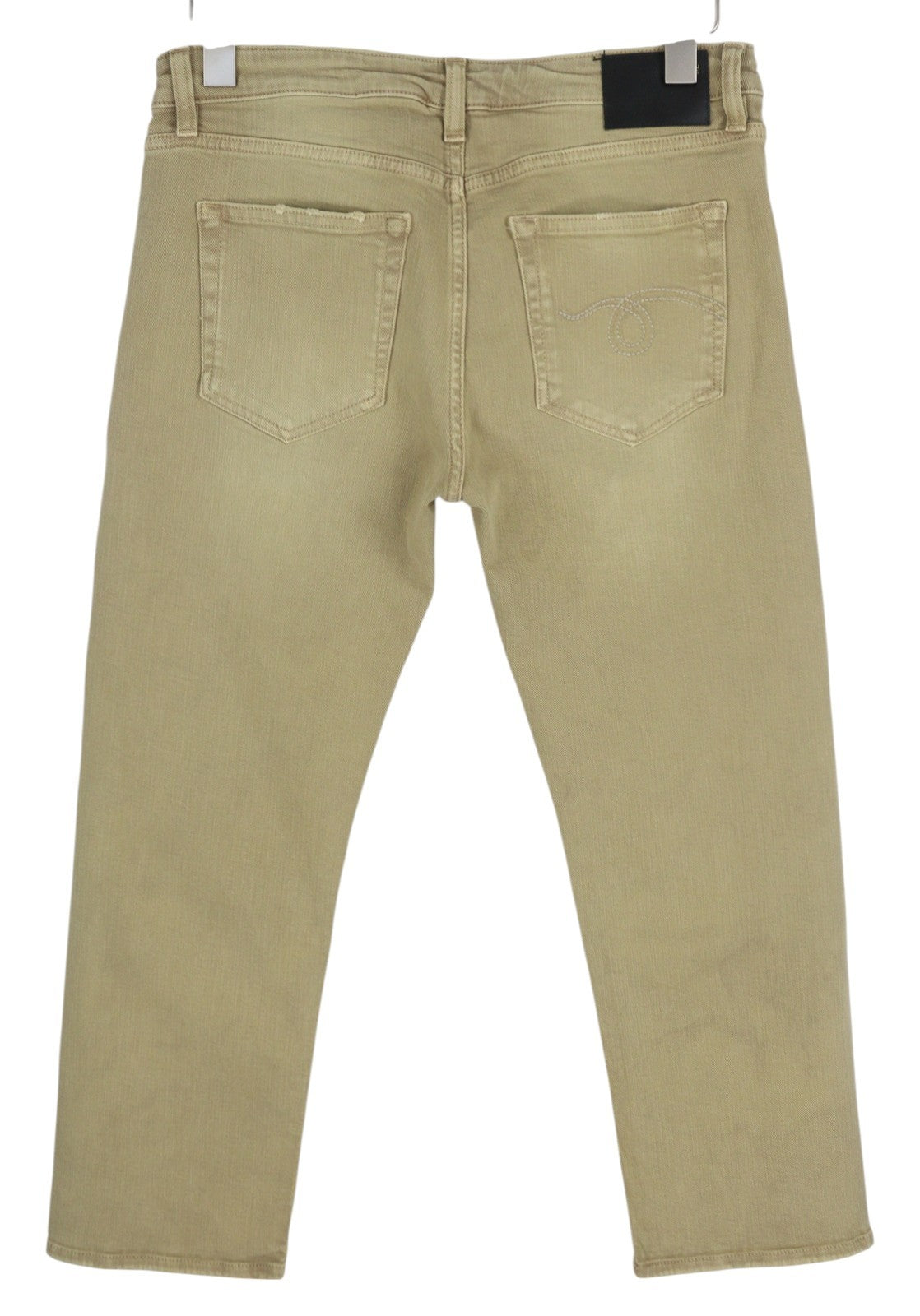 R13 Boy Straight Women Jeans 29 Washed Khaki Stretch Ankle Length Denim RRP€645