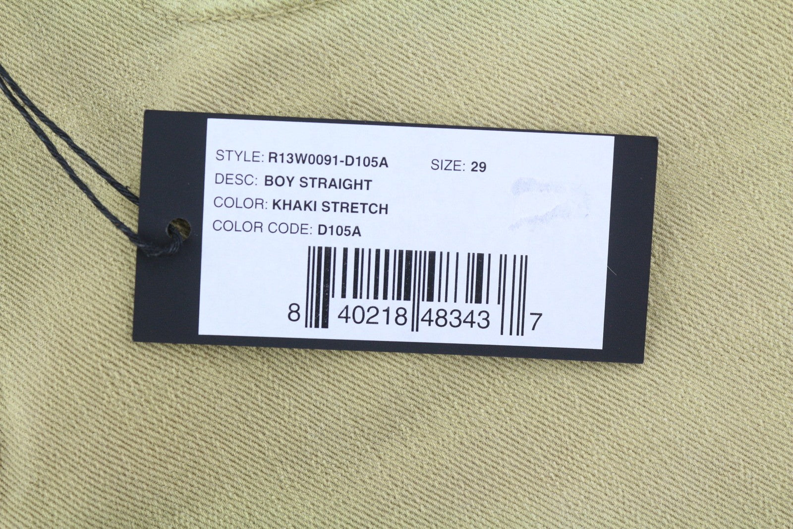 R13 Boy Straight Women Jeans 29 Washed Khaki Stretch Ankle Length Denim RRP€645