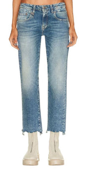 R13 Boy Straight Women Jeans 25 Jasper Stretchy Ankle Length Distress RRP€595