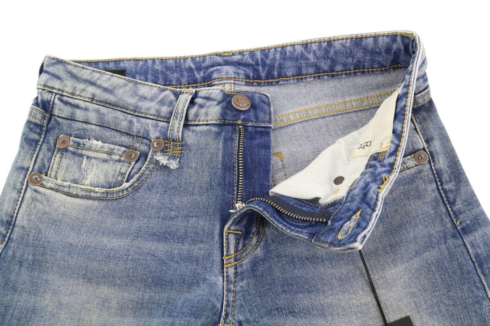 R13 Boy Straight Women Jeans 25 Jasper Stretchy Ankle Length Distress RRP€595