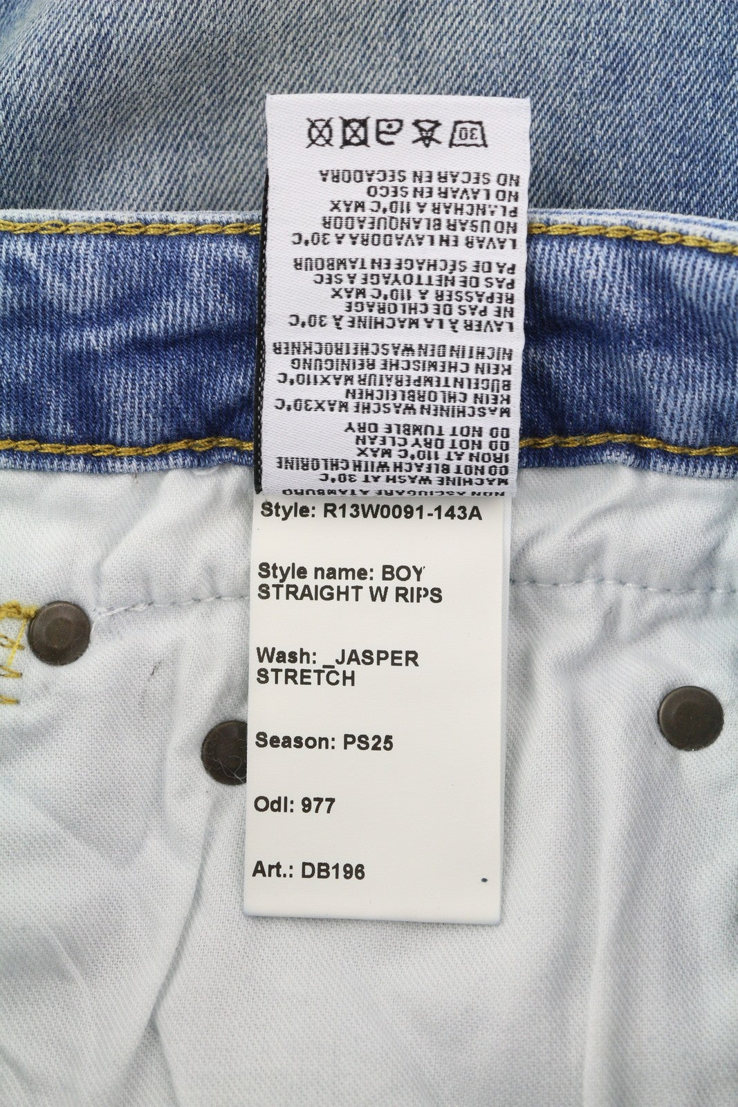 R13 Boy Straight Women Jeans 25 Jasper Stretchy Ankle Length Washed RRP€595