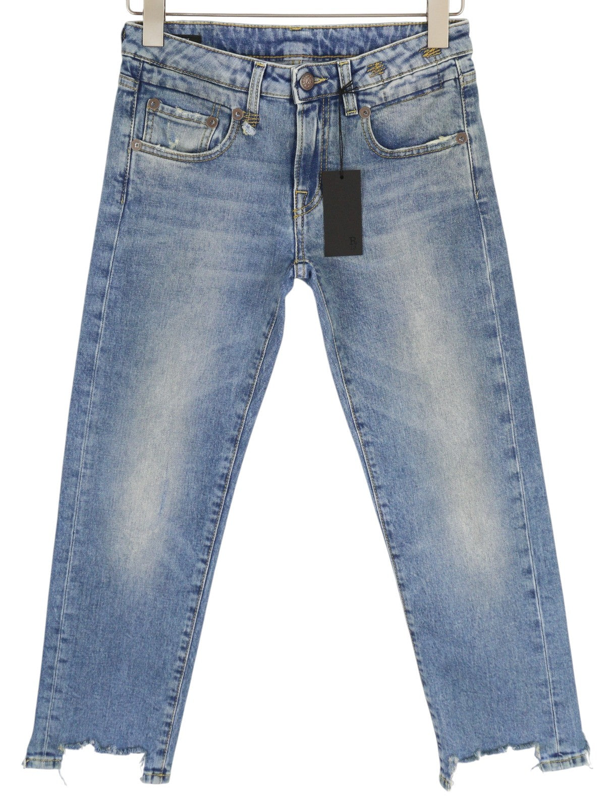 R13 Boy Straight Women Jeans 25 Jasper Stretchy Ankle Length Washed RRP€595