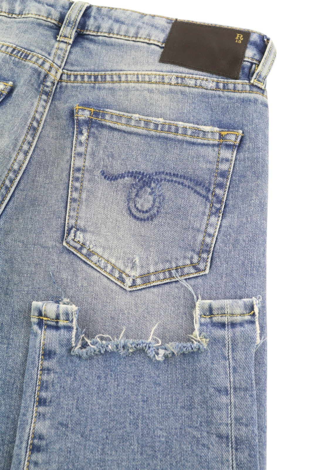 R13 Boy Straight Women Jeans 25 Jasper Stretchy Ankle Length Washed RRP€595