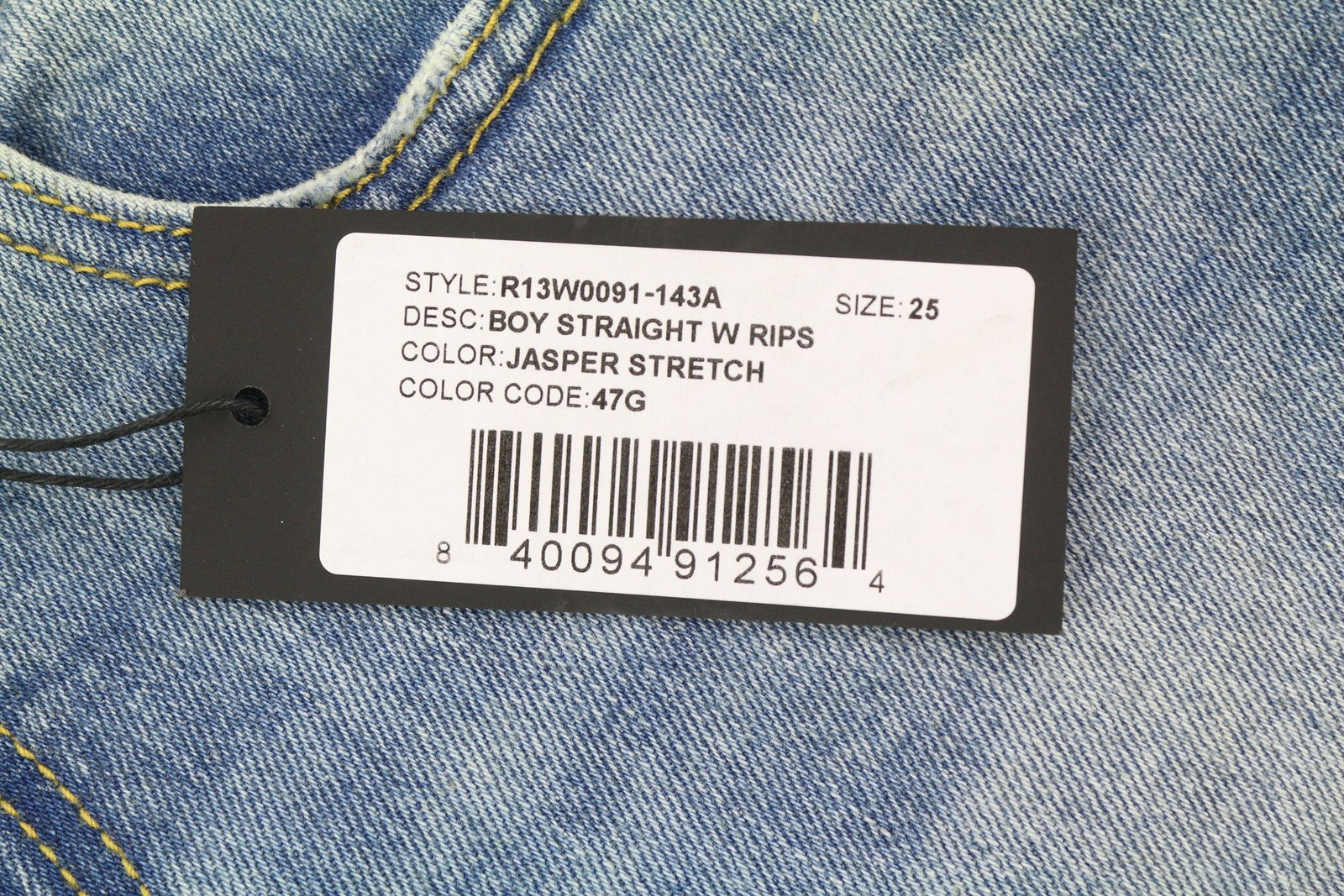 R13 Boy Straight Women Jeans 25 Jasper Stretchy Ankle Length Washed RRP€595