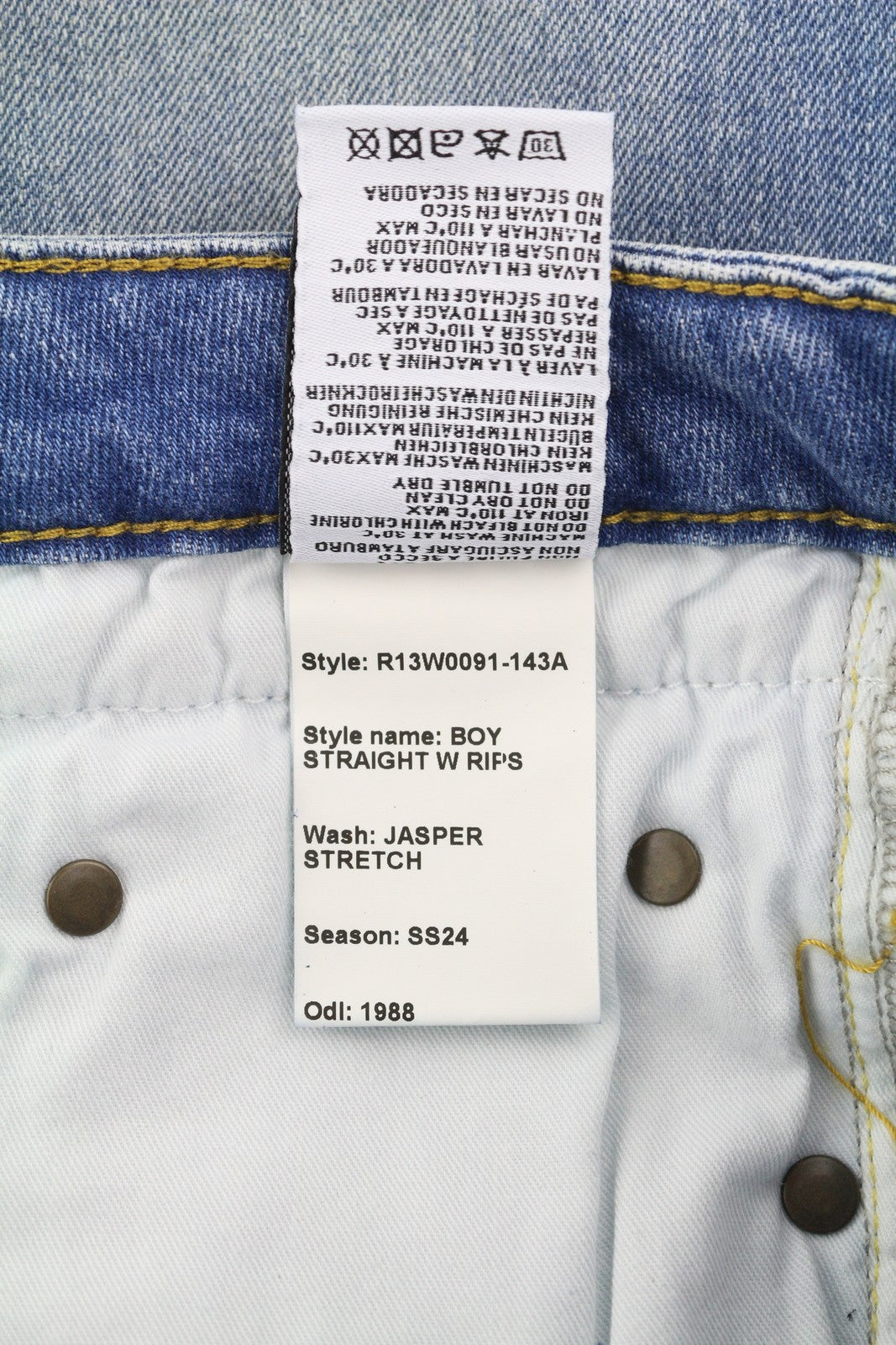 R13 Boy Straight Women Jeans 26 Jasper Stretch Ankle Length Washed RRP€595