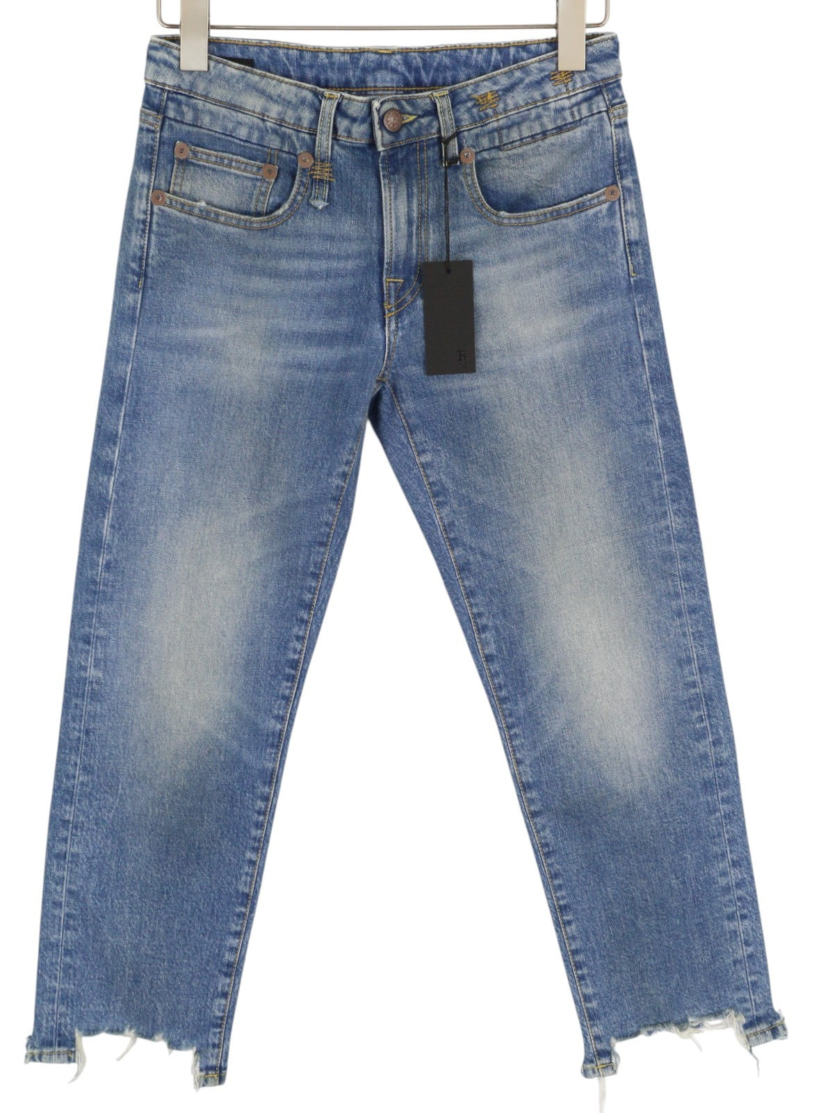 R13 Boy Straight Women Jeans 26 Jasper Stretch Ankle Length Washed RRP€595
