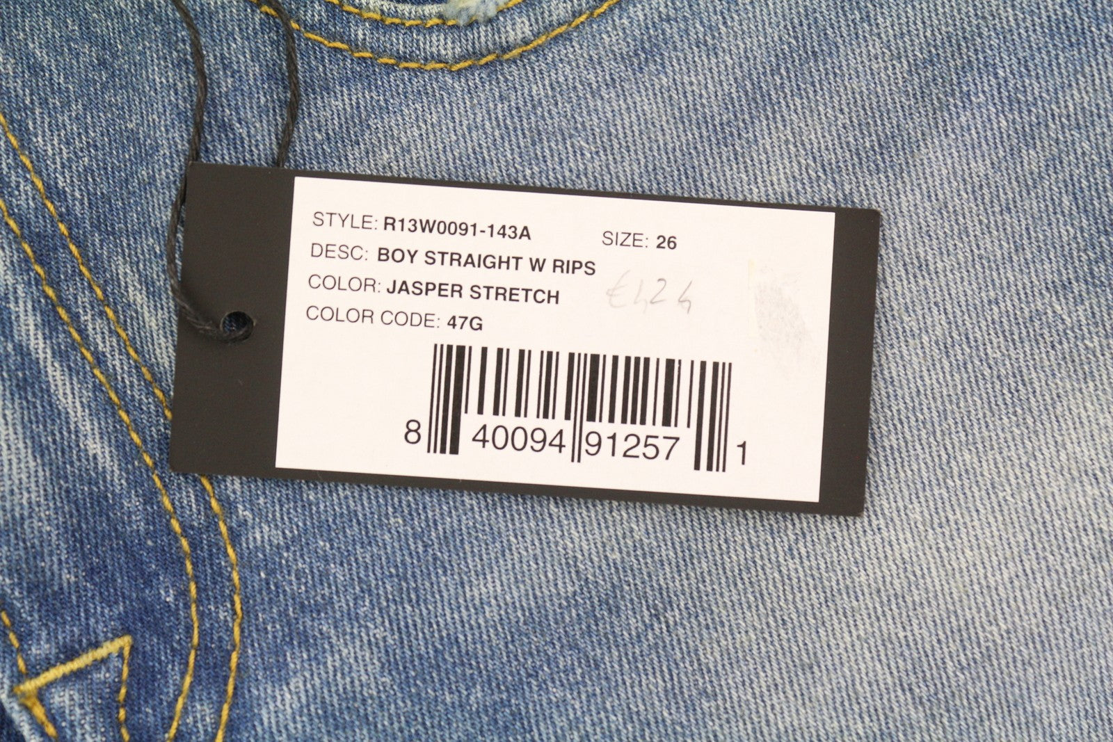 R13 Boy Straight Women Jeans 26 Jasper Stretch Ankle Length Washed RRP€595