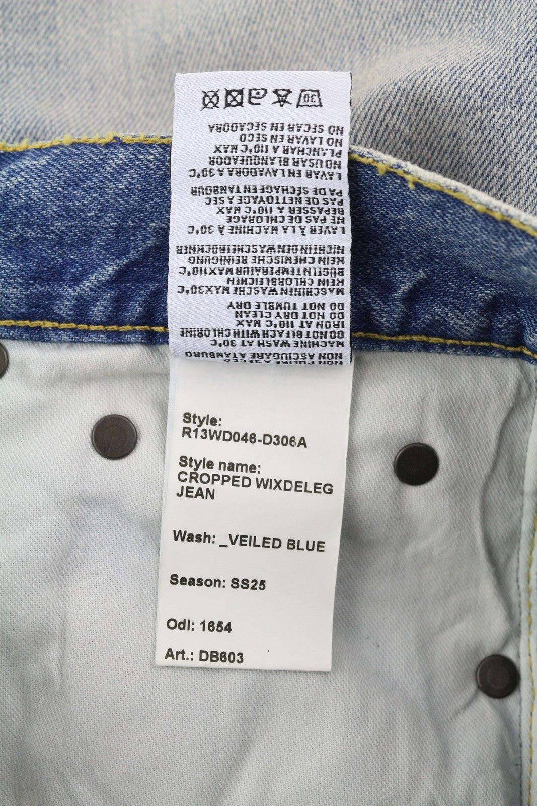 R13 Cropped Wixdeleg Women Jeans 23 Loose Straight Ankle Length Washed RRP€795