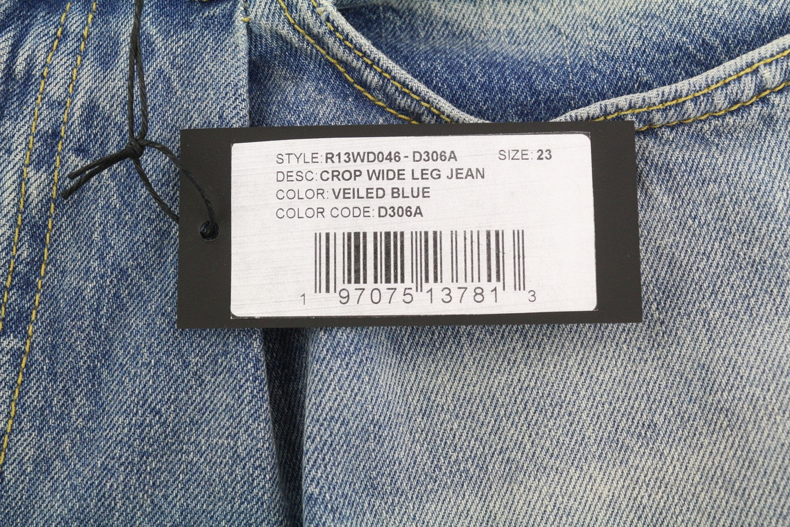 R13 Cropped Wixdeleg Women Jeans 23 Loose Straight Ankle Length Washed RRP€795