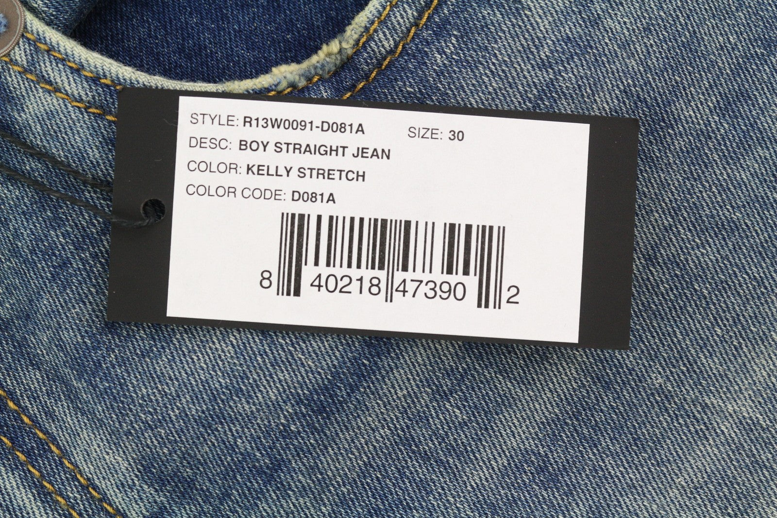 R13 Boy Straight Women Jeans 30 Cropped Ankle Washed Blue Kelly Stretch RRP€645