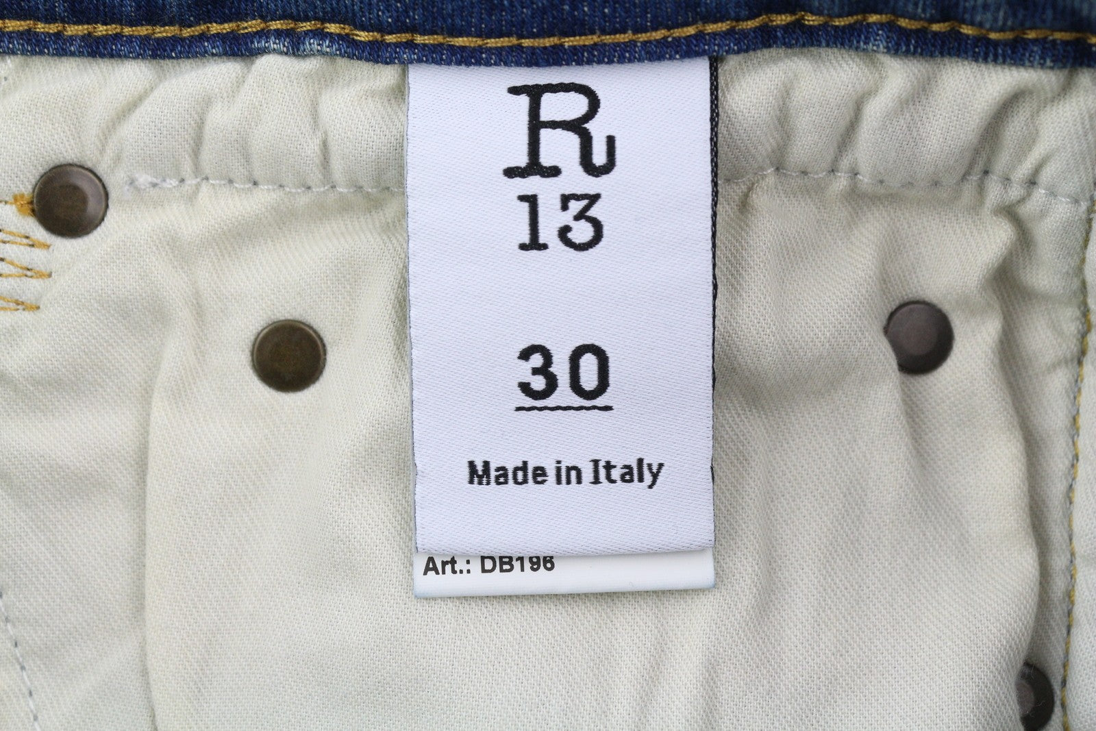 R13 Boy Straight Women Jeans 30 Cropped Ankle Washed Blue Kelly Stretch RRP€645