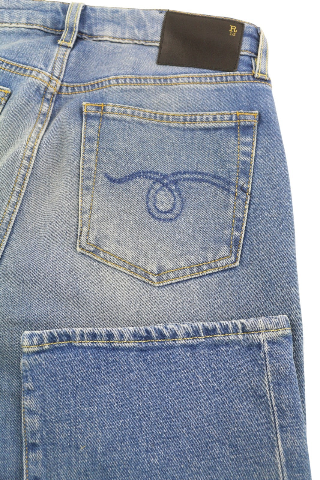 R13 Kick Women Jeans 27 Bootcut Fit Ankle Length Jasper Stretch Washed RRP€695