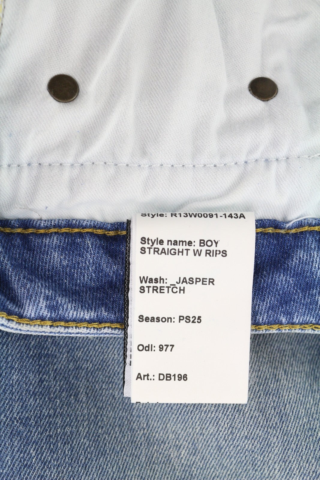 R13 Boy Straight Women Jeans 25 Jasper Stretch Ankle Length Washed Blue RRP€595