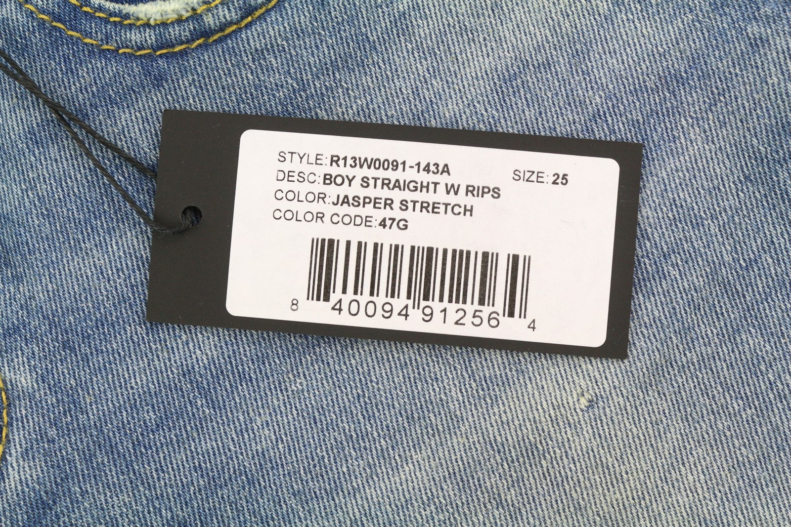 R13 Boy Straight Women Jeans 25 Jasper Stretch Ankle Length Washed Blue RRP€595