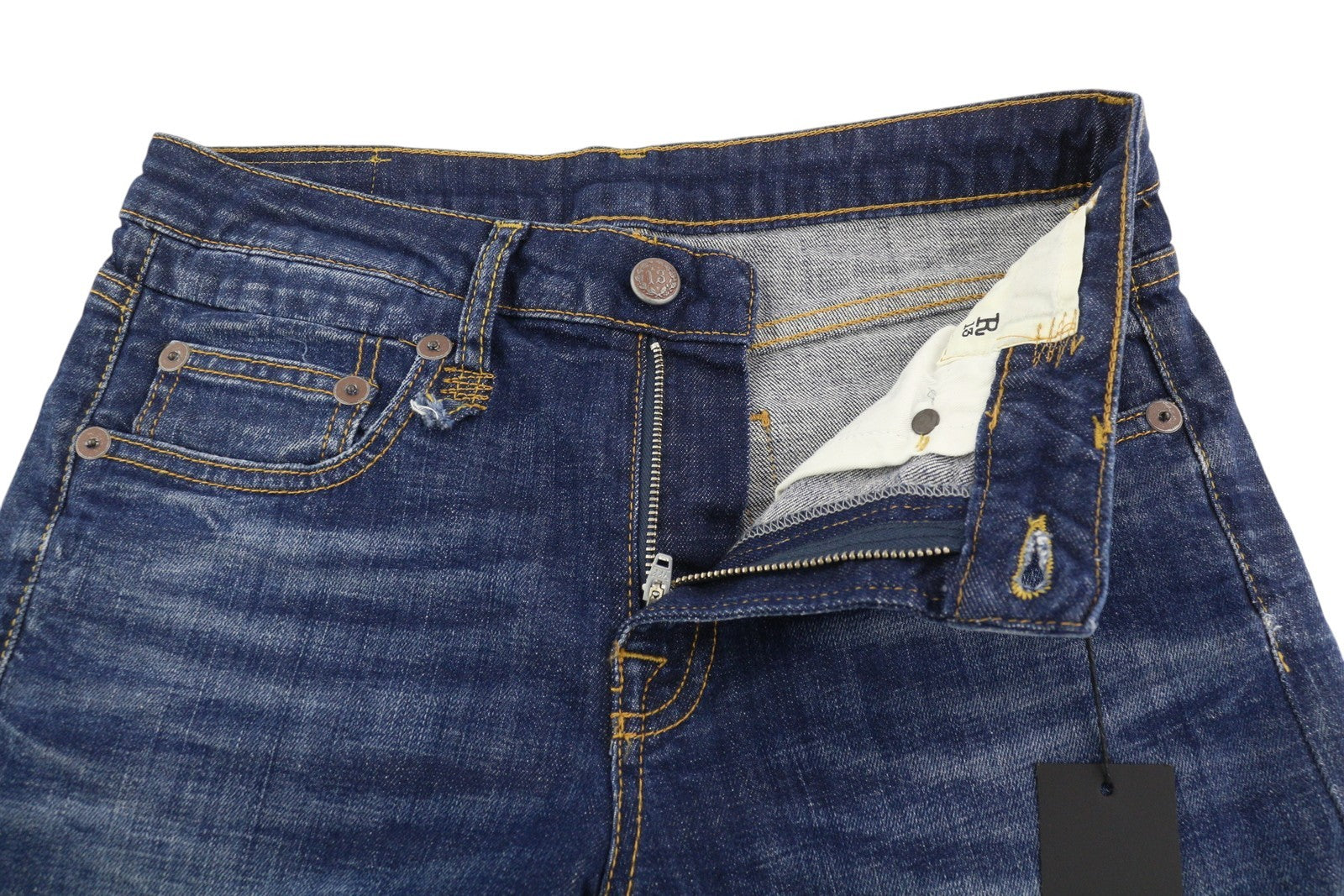 R13 Boy Straight Women Jeans 27 Howell Indigo Washed Ankle Length Zipper Blue