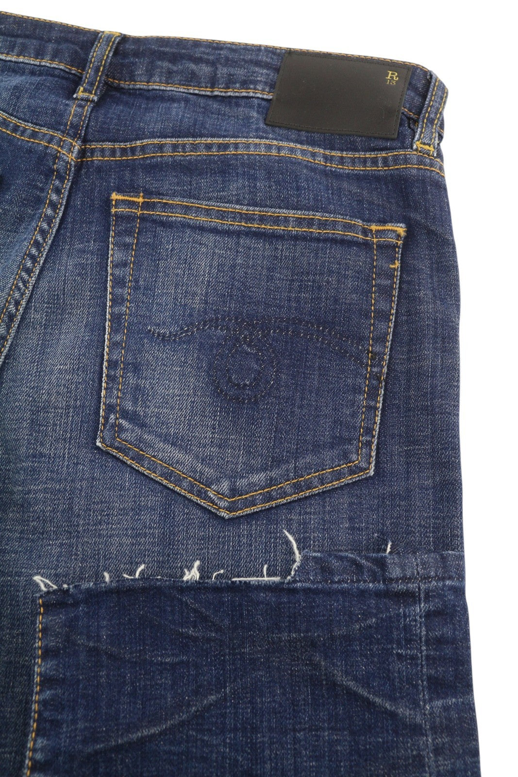 R13 Boy Straight Women Jeans 27 Howell Indigo Washed Ankle Length Zipper Blue