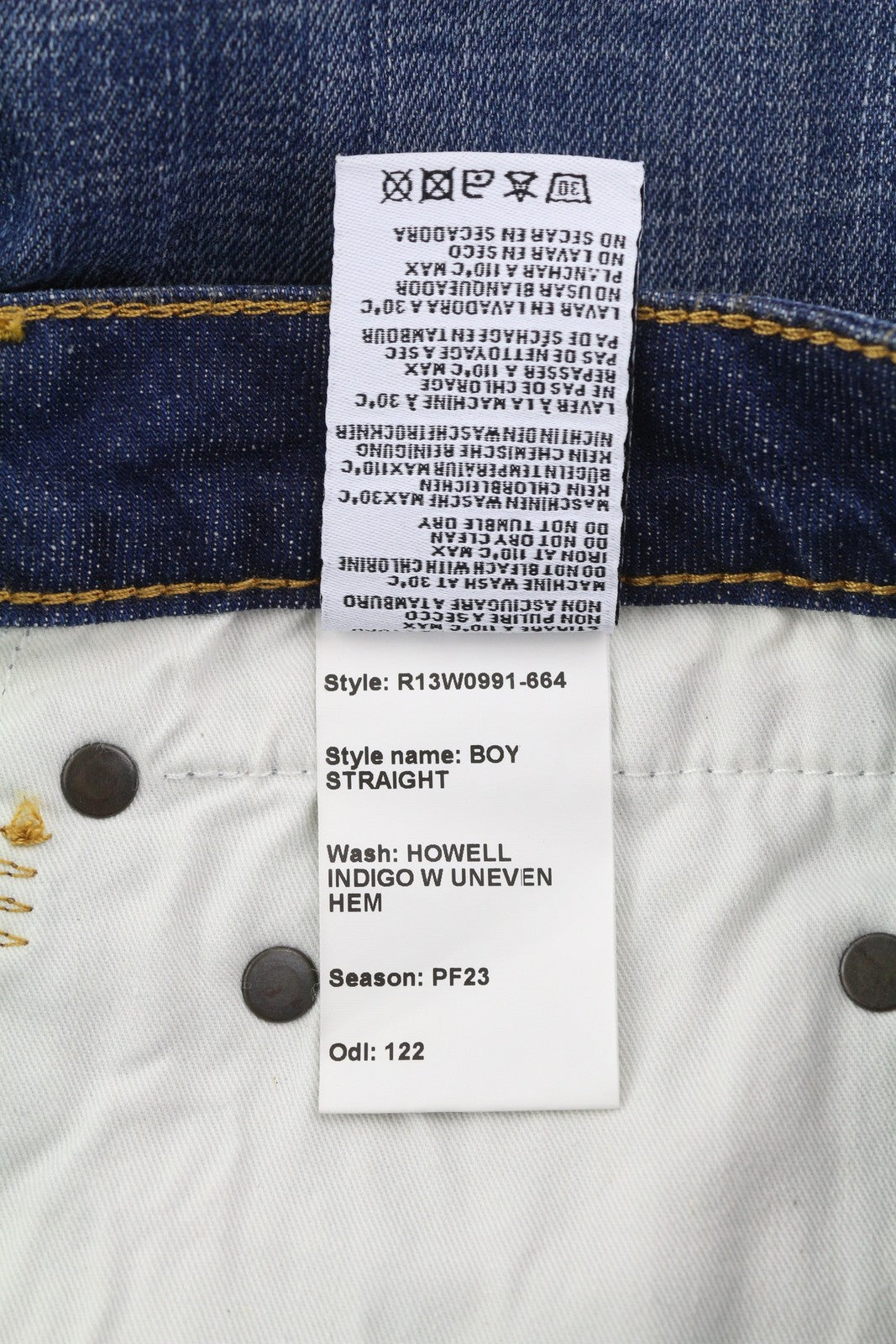 R13 Boy Straight Women Jeans 27 Howell Indigo Washed Ankle Length Zipper Blue