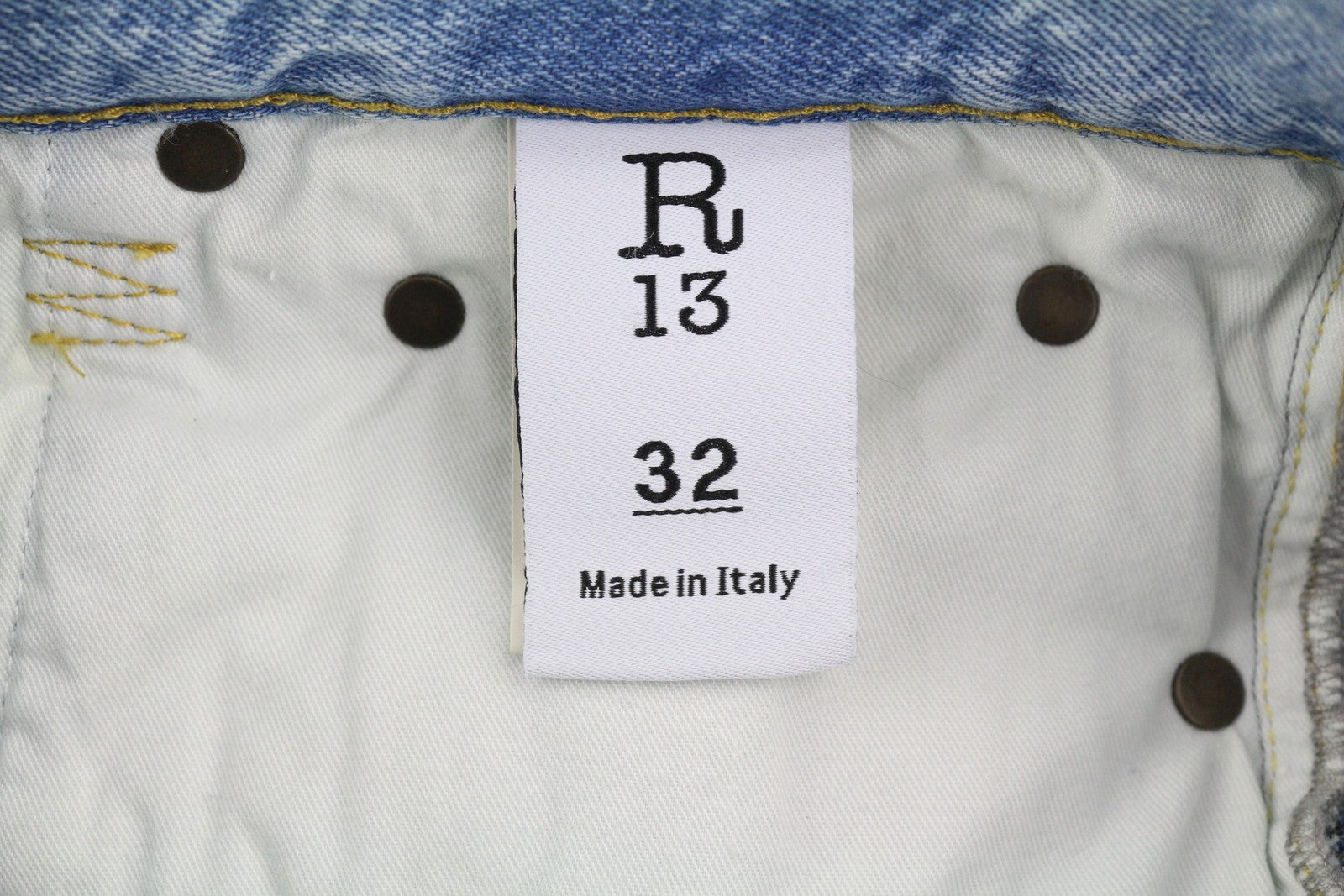 R13 Hayden Relaxed Women Jeans 32 Easton Blue Washed Distressed Ankle Length