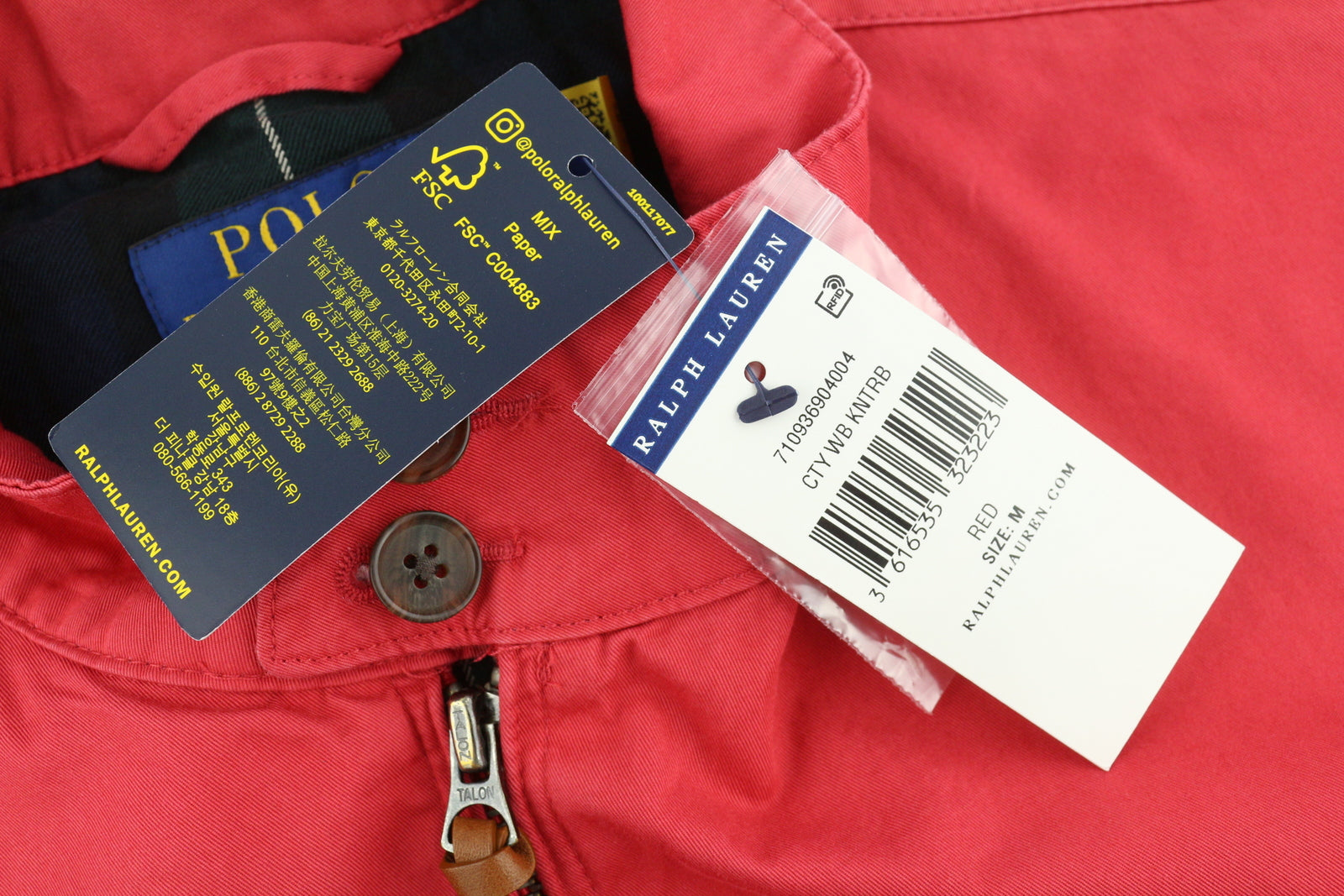 RALPH LAUREN Men Jacket M Red Garment-Dyed Windbreaker Lightweight RRP€350