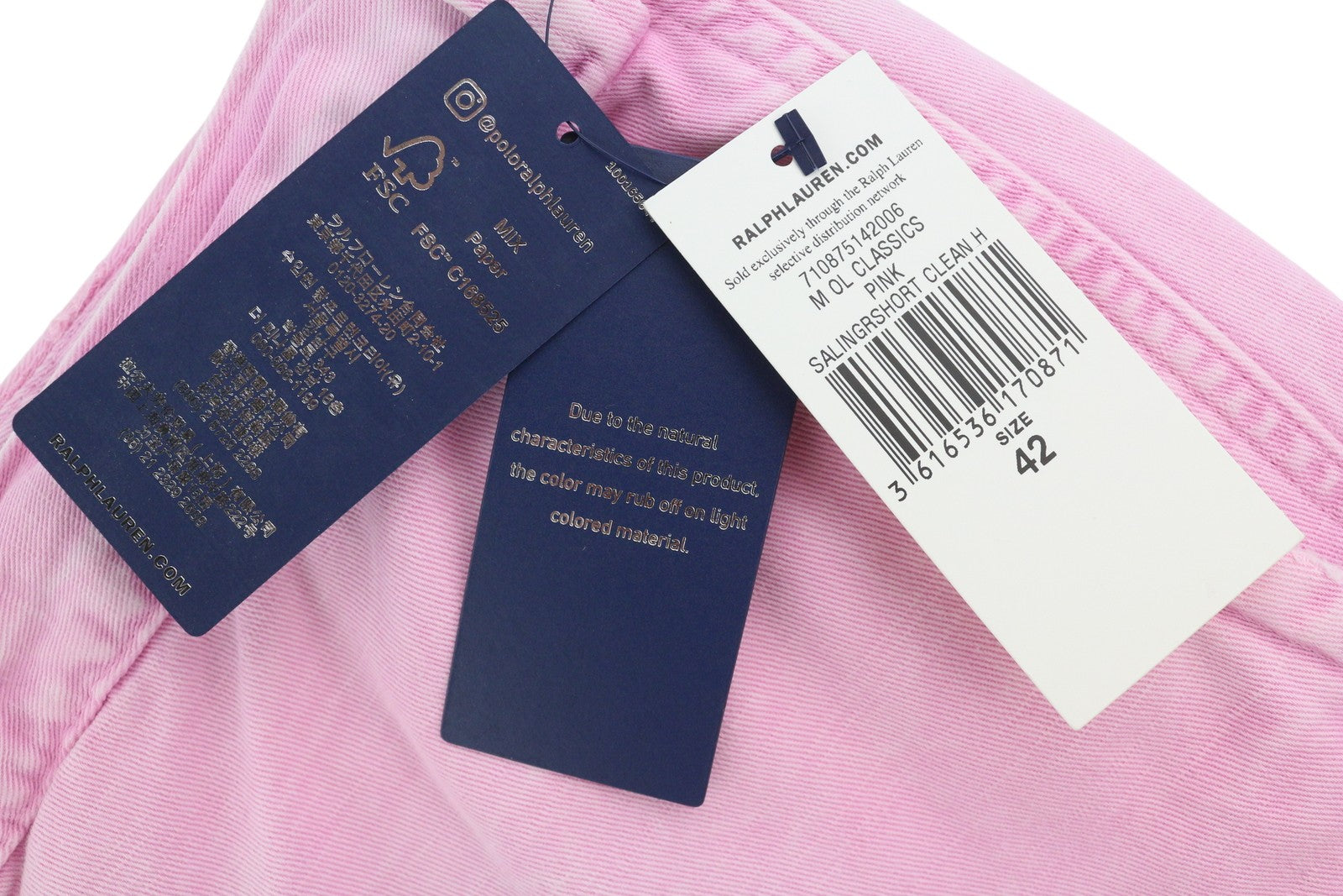 RALPH LAUREN Salinger Chino Straight Fit Men Shorts 42 Light Pink RRP€179