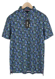 RLX RALPH LAUREN Golf Men T-Shirt L Short Sleeve Navy Multi Flower Print Polo