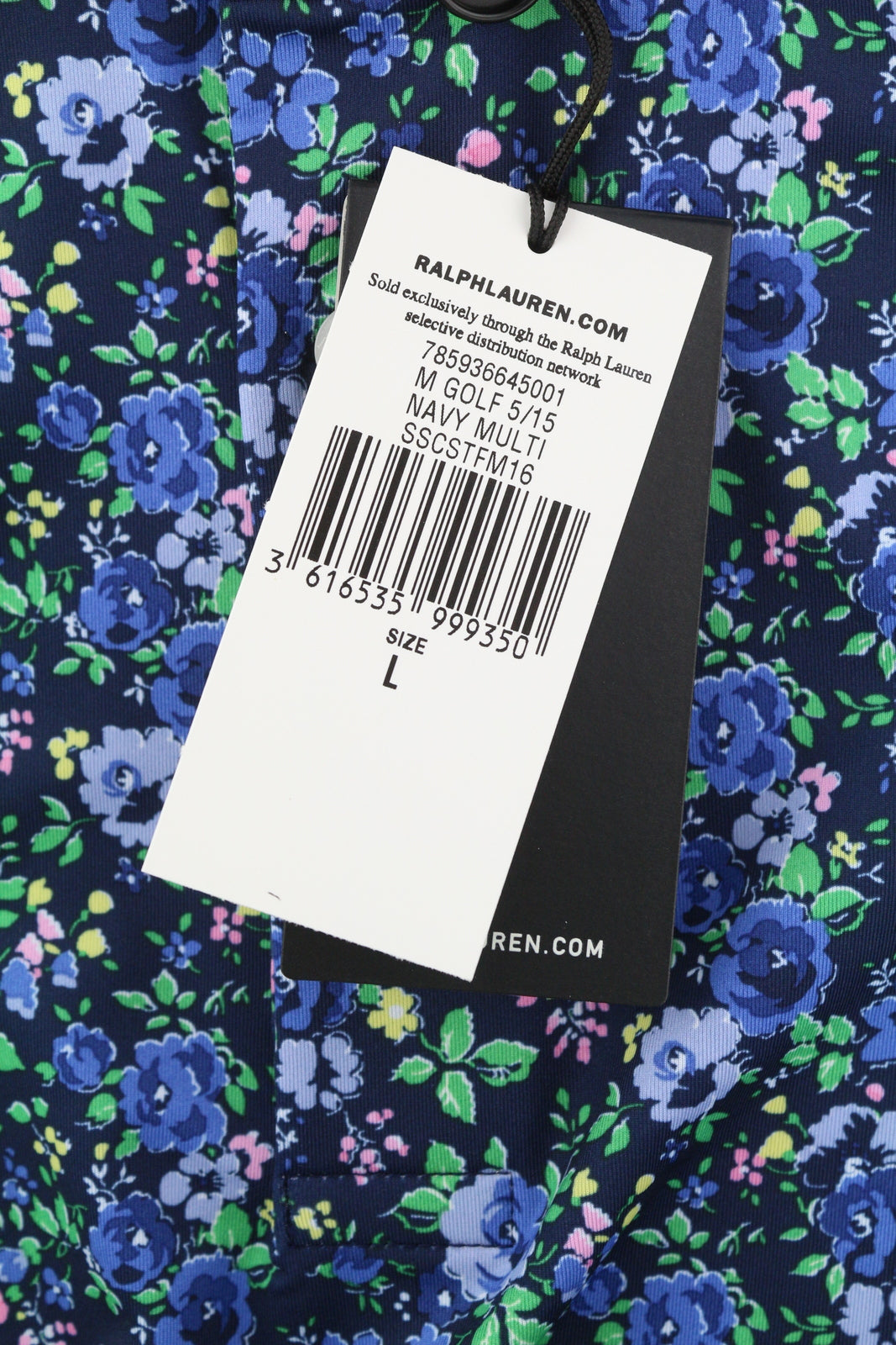 RLX RALPH LAUREN Golf Men T-Shirt L Short Sleeve Navy Multi Flower Print Polo