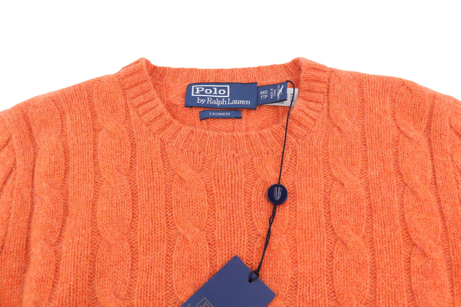 RALPH LAUREN Cashmere Men Jumper 2XS Orange Pullover Cable-Knit RRP€549