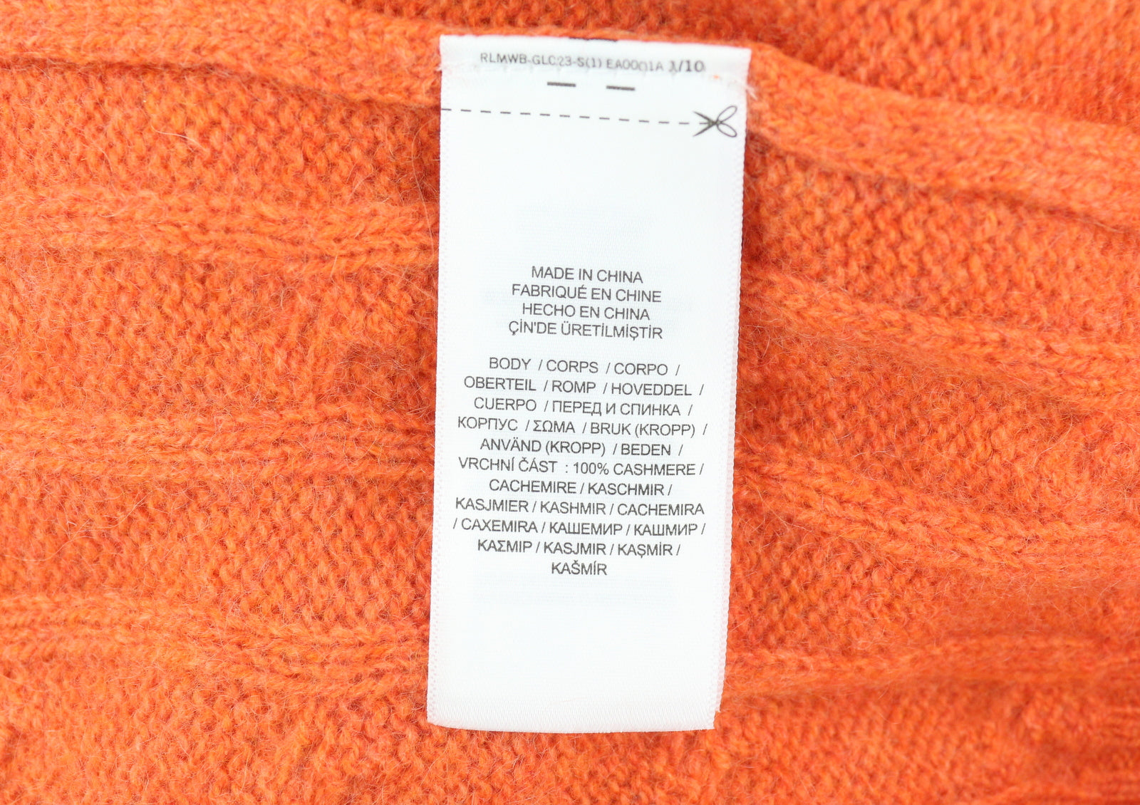 RALPH LAUREN Cashmere Men Jumper 2XS Orange Pullover Cable-Knit RRP€549