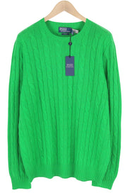 RALPH LAUREN Cashmere Men Jumper 2XL Green Pullover Cable Knit RRP€599