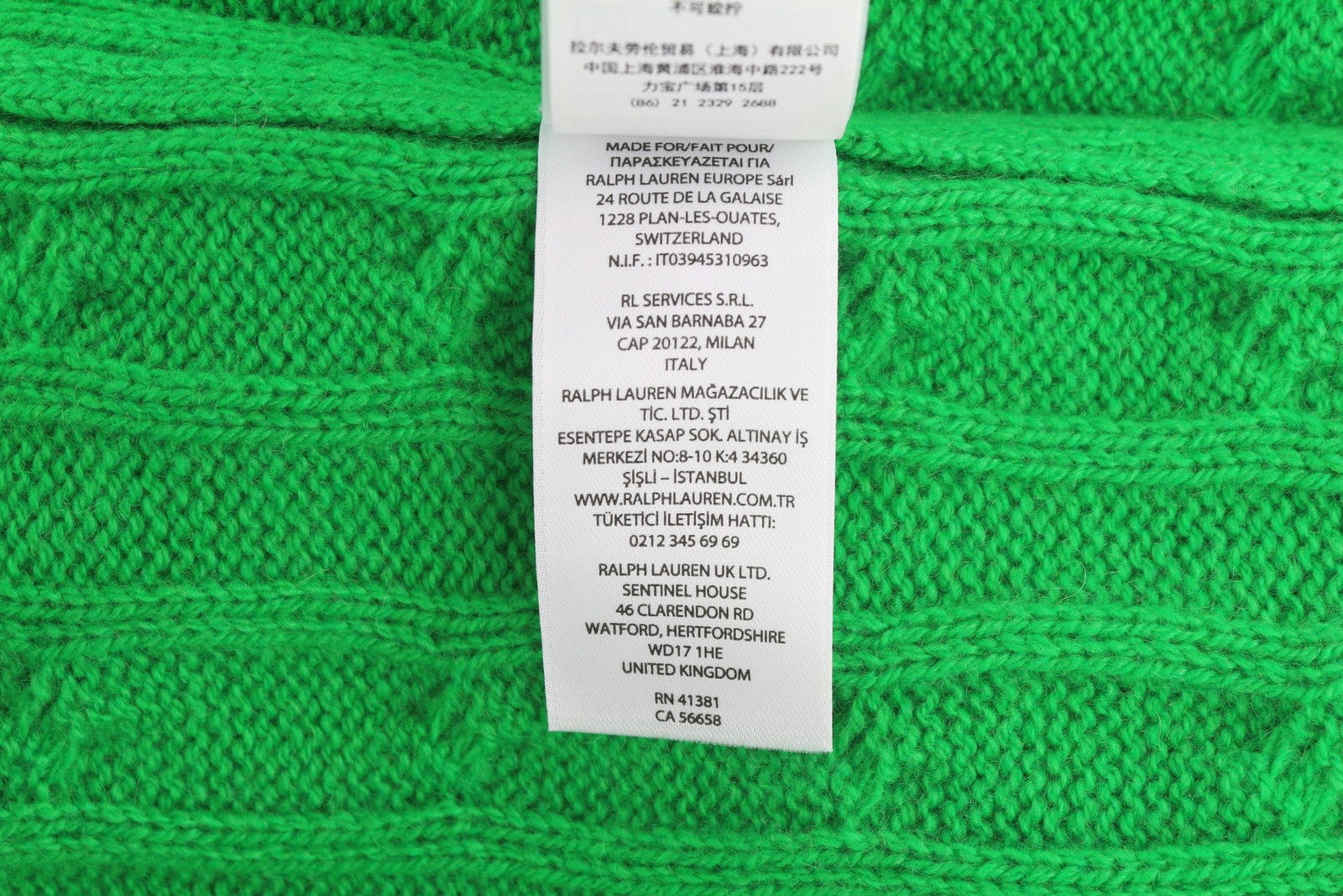 RALPH LAUREN Cashmere Men Jumper 2XL Green Pullover Cable Knit RRP€599