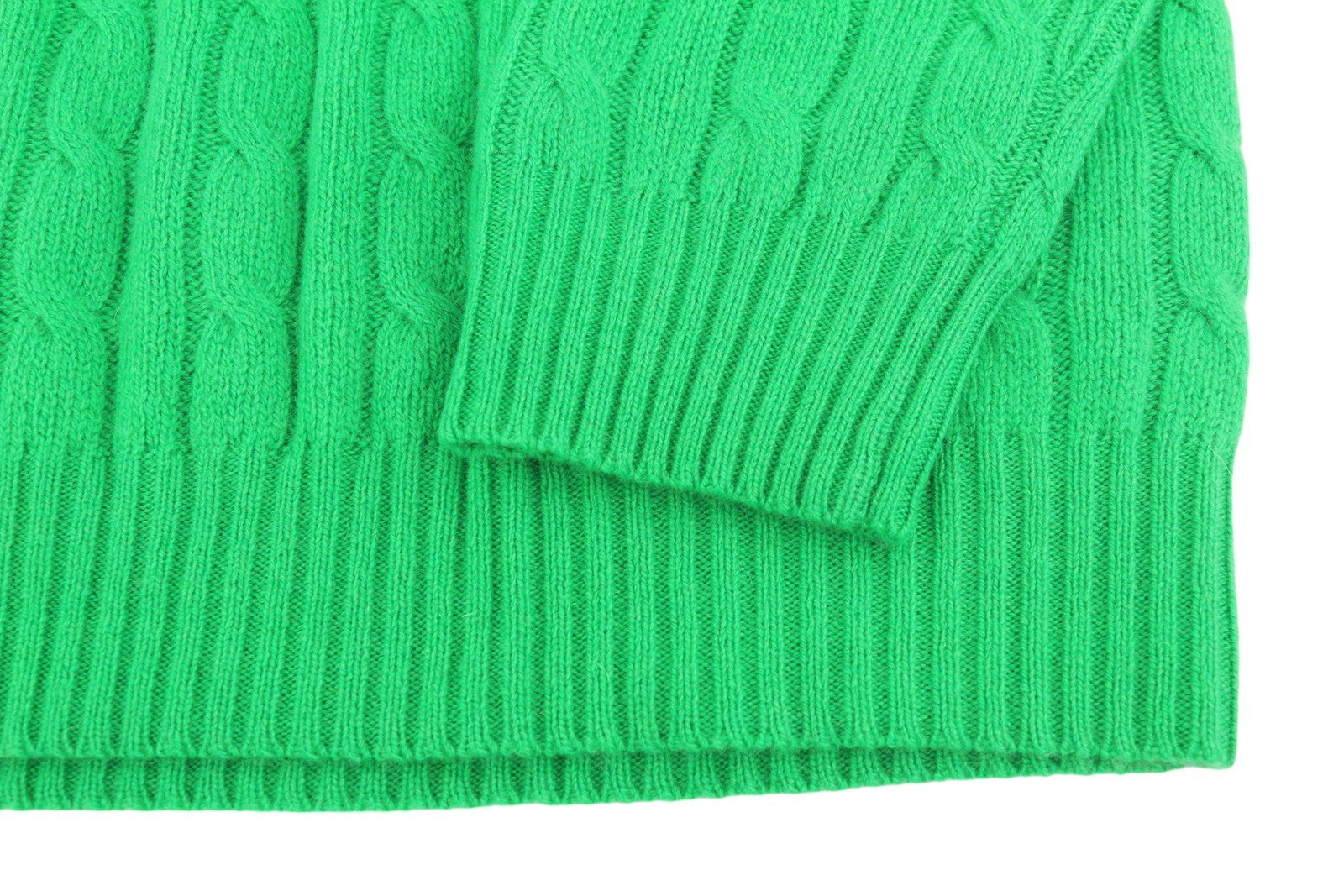 RALPH LAUREN Cashmere Men Jumper 2XL Green Pullover Cable Knit RRP€599