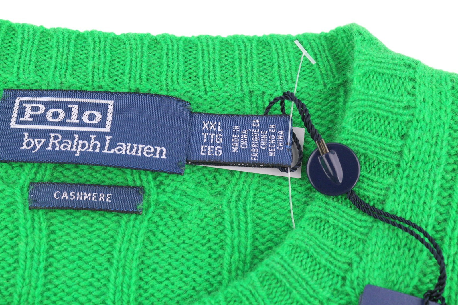 RALPH LAUREN Cashmere Men Jumper 2XL Green Pullover Cable Knit RRP€599