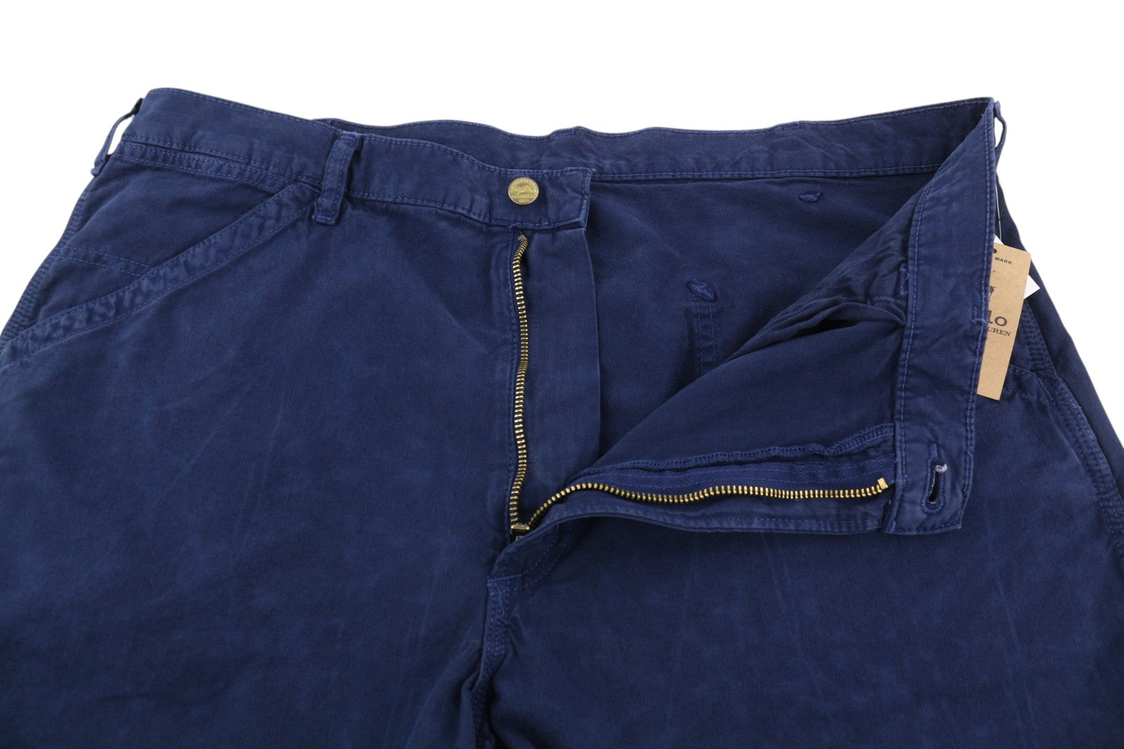 RALPH LAUREN Dungarees Men Shorts 38 Dark Blue Garment-Dyed Cotton Zip Fly