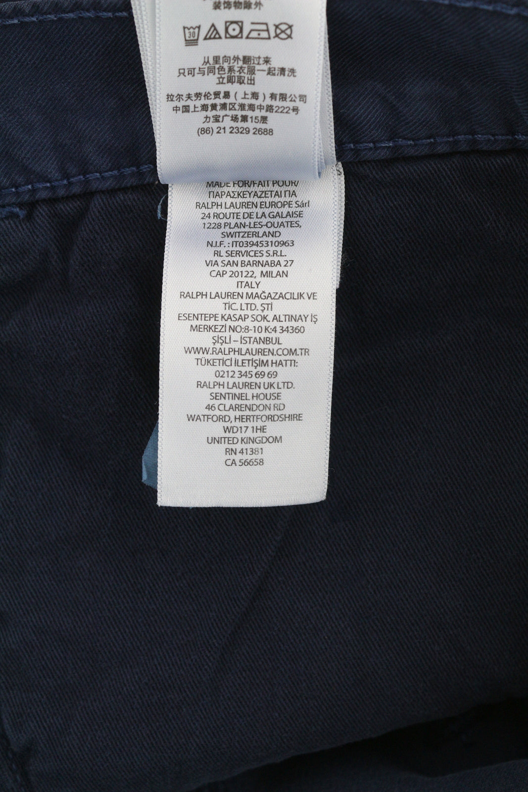 RALPH LAUREN Dungarees Men Shorts 38 Dark Blue Garment-Dyed Cotton Zip Fly