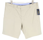 RALPH LAUREN Slim Stretch Men Shorts 38 Chino Beige Zip Fly Logo RRP€180