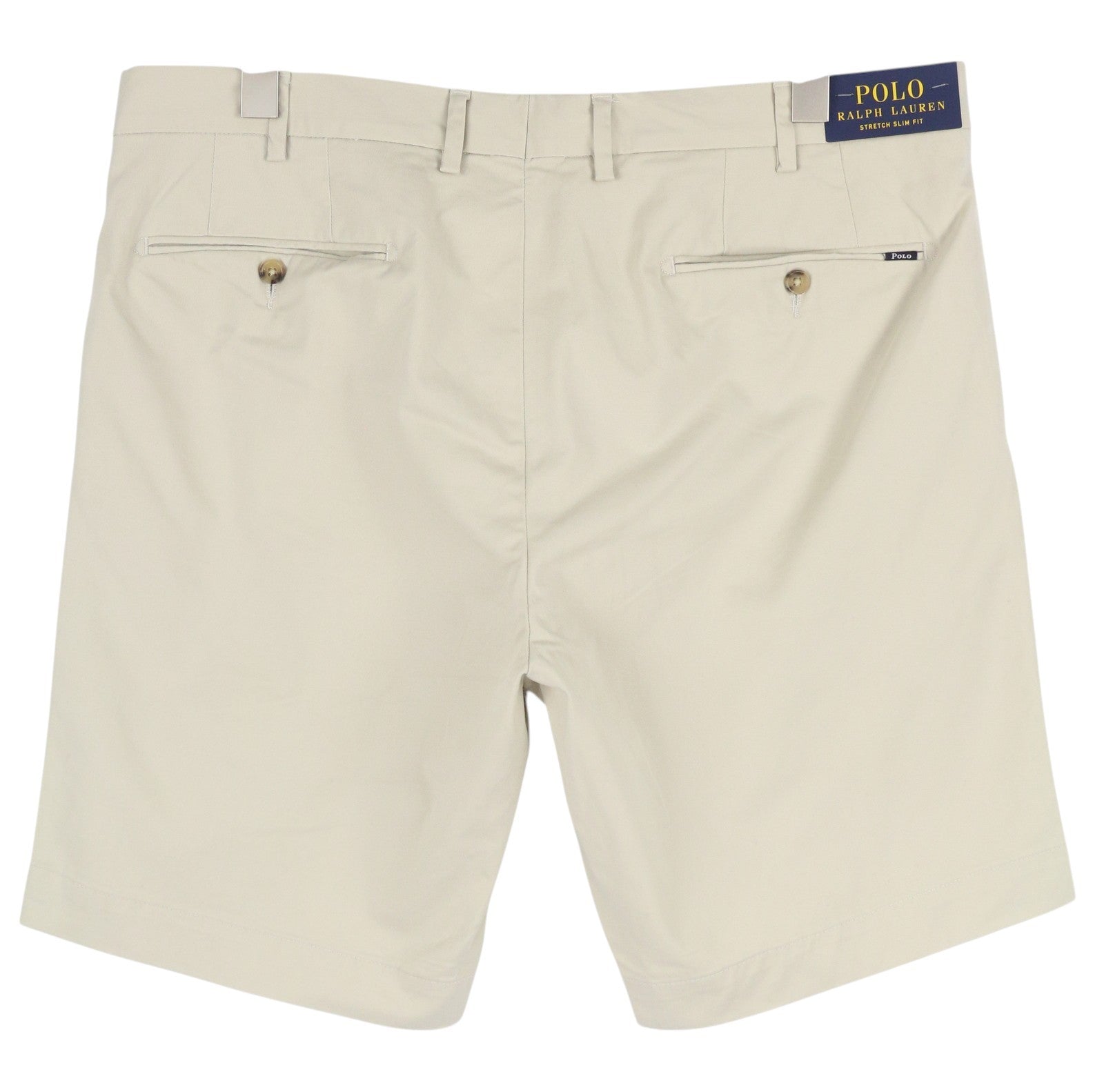 RALPH LAUREN Slim Stretch Men Shorts 38 Chino Beige Zip Fly Logo RRP€180