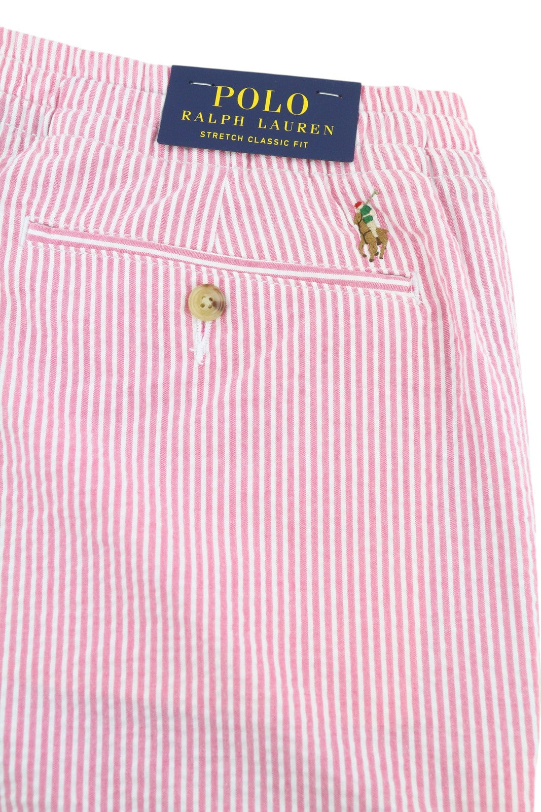 RALPH LAUREN Stretch Classic Fit Men Shorts L Chino Pink Pinstriped RRP€169