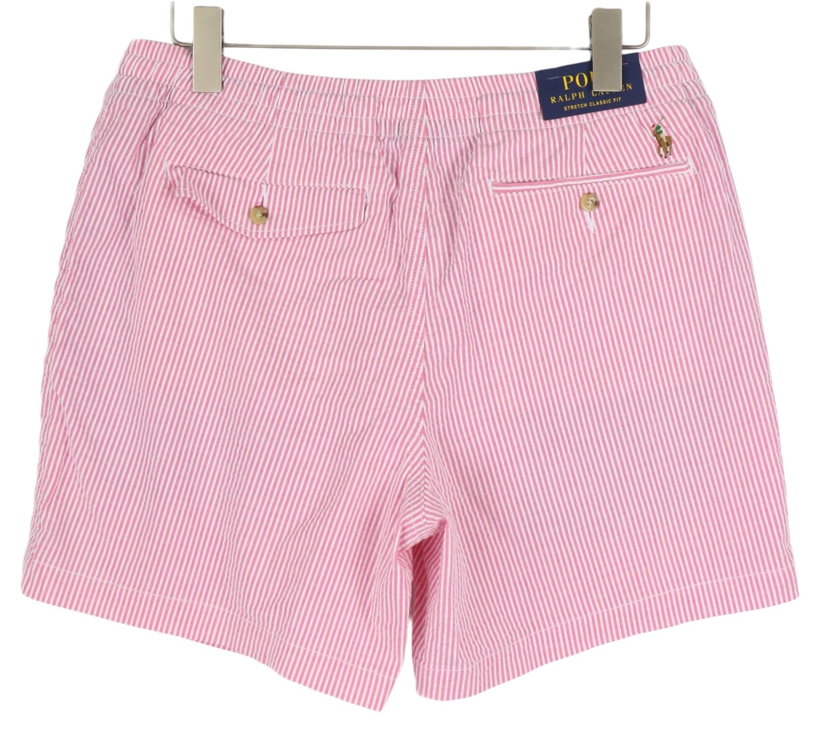 RALPH LAUREN Stretch Classic Fit Men Shorts L Chino Pink Pinstriped RRP€169