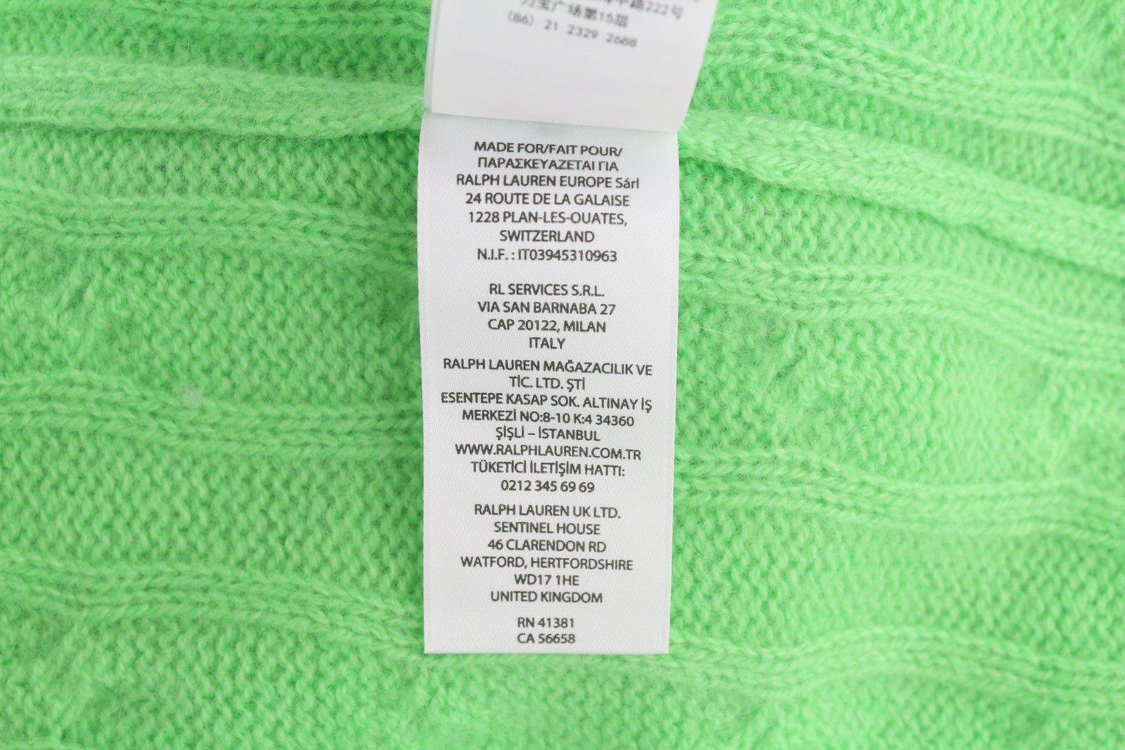 RALPH LAUREN Cashmere Men Jumper XL Green Pullover Cable-Knit Logo RRP€549