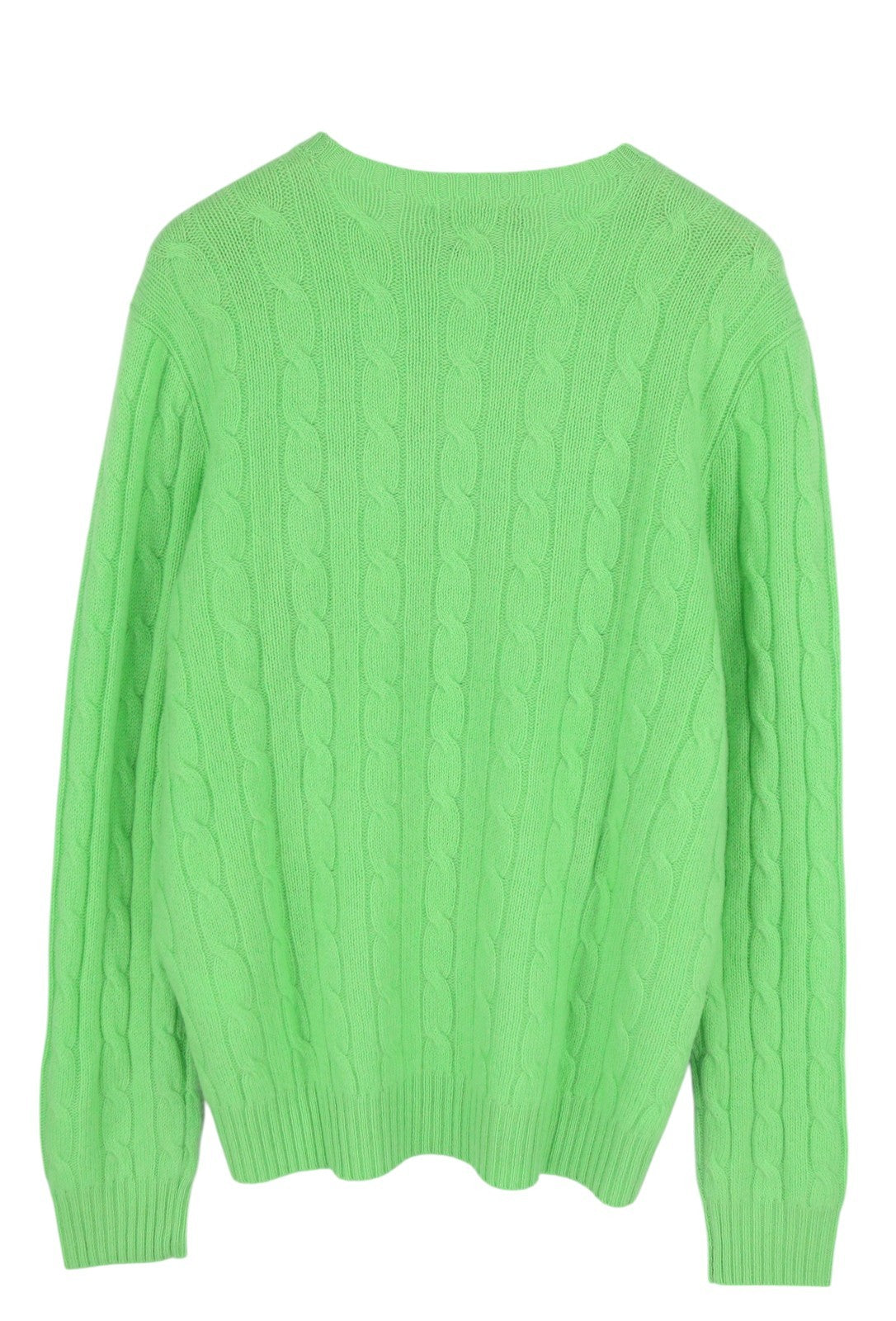 RALPH LAUREN Cashmere Men Jumper XL Green Pullover Cable-Knit Logo RRP€549
