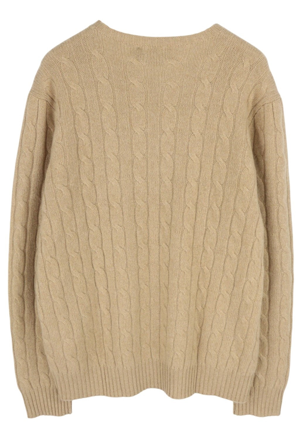RALPH LAUREN Cashmere Men Jumper 2XL Camel Pullover Cable-Knit RRP€619