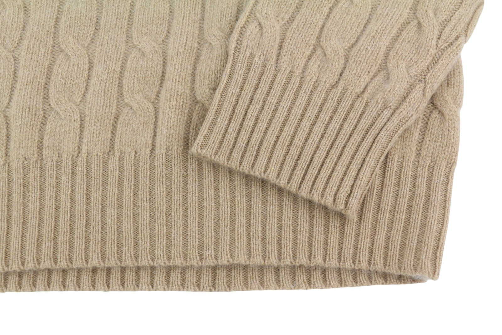 RALPH LAUREN Cashmere Men Jumper 2XL Camel Pullover Cable-Knit RRP€619