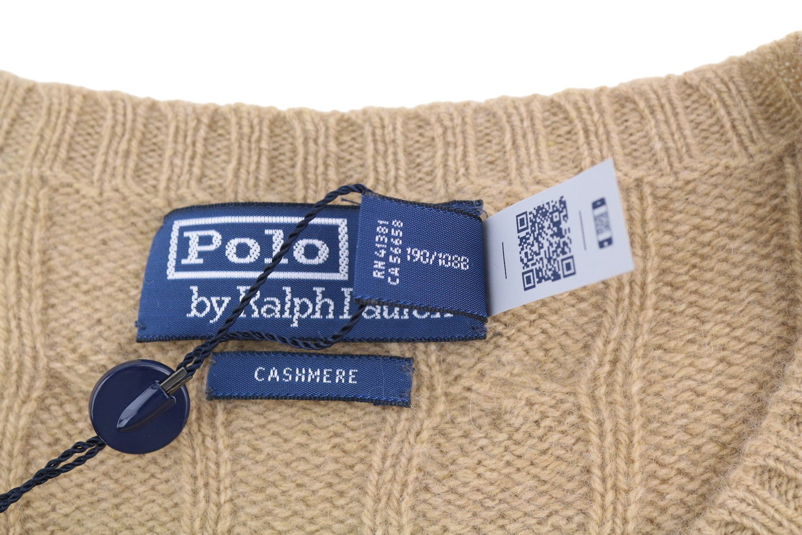 RALPH LAUREN Cashmere Men Jumper 2XL Camel Pullover Cable-Knit RRP€619