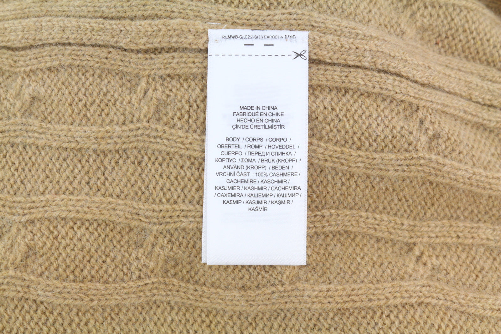 RALPH LAUREN Cashmere Men Jumper 2XL Camel Pullover Cable-Knit RRP€619