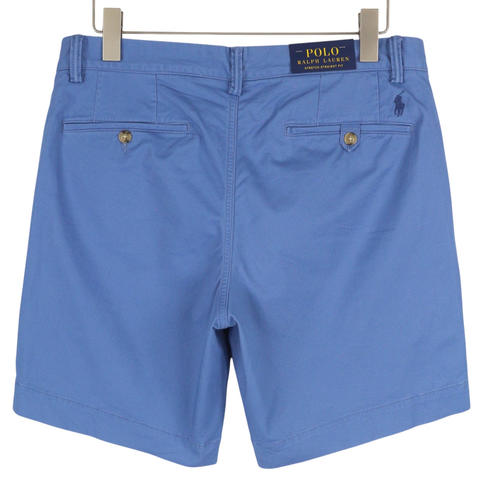 RALPH LAUREN Stretch Straight Fit Men Shorts 34 Chino Blue Zip RRP€160