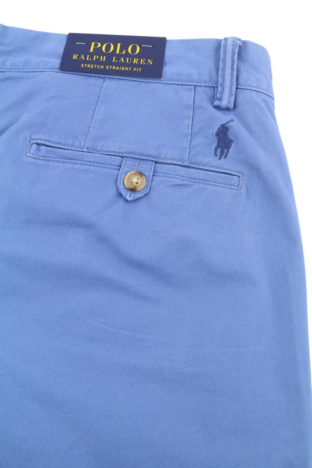 RALPH LAUREN Stretch Straight Fit Men Shorts 34 Chino Blue Zip RRP€160