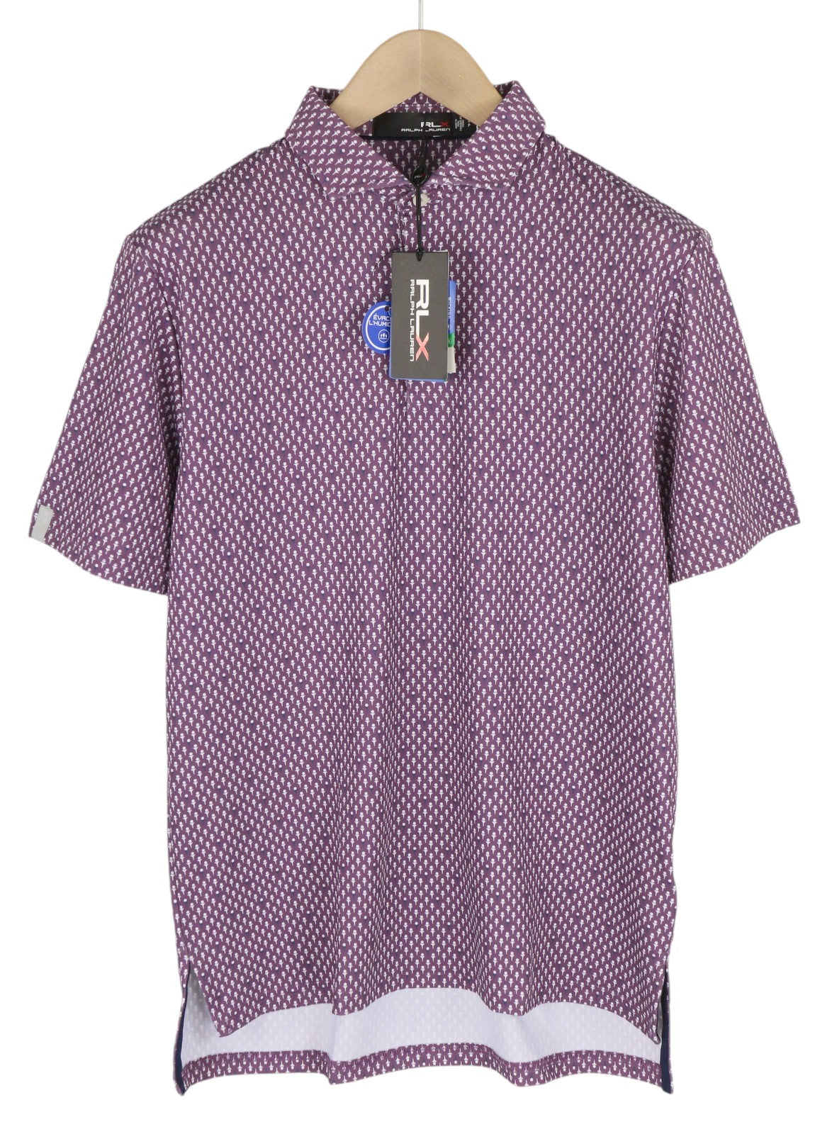 RLX RALPH LAUREN Golf Men T-Shirt S Purple Short Sleeve Patterned Polo Wicking