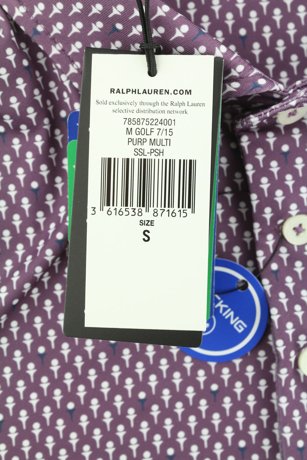 RLX RALPH LAUREN Golf Men T-Shirt S Purple Short Sleeve Patterned Polo Wicking