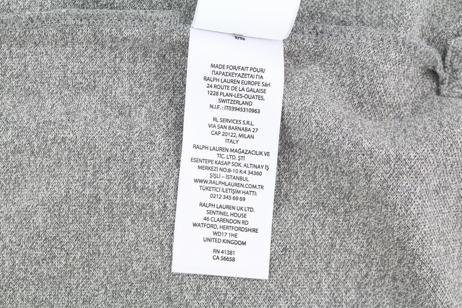 RALPH LAUREN Slim Fit Men T-Shirt 2XL Grey Melange Polo Long Sleeve RRP€135